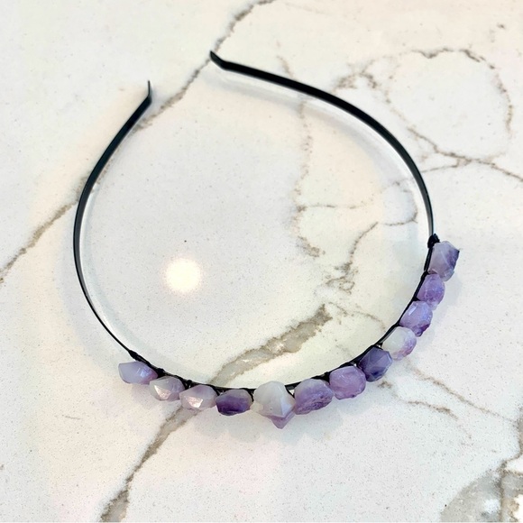 Purple Faux Amethyst Stone Thin Headband - Picture 3 of 3